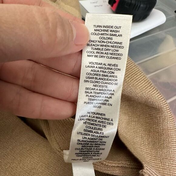 CHICO’s Ligh Brown Ribbed Knit Turtle Neck Sweater Women’s Size 2 / Large - Picture 7 of 8